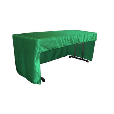 LA Linen TCbridal-OB-fit-72x30x30-GreenKellyB32 2.04 lbs Open Back Fitted Bridal Satin Classroom Tablecloth Green Kelly - 72 x 30 x 30 in.