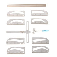 SM SunniMix Pro 4 Groups Eyebrow Stencil Ruler Kit with Eyebrow Pencil Coffee For Measuring Grooming Permanent Makeup Tools