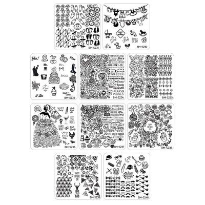 Bundle Monster 10pc Occasions Nail Art Stamping Plates - Family Ties Collection