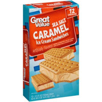 Great Value Sea Salt Caramel Ice Cream Sandwiches, 3.5 fl oz, 12 ct