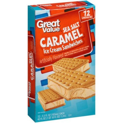 Great Value Sea Salt Caramel Ice Cream Sandwiches, 3.5 fl oz, 12 ct