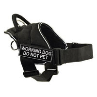 Dean & Tyler DT Fun Works Harness, Working Dog Do Not Pet, Black With Reflective Trim, Medium - Fits Girth Size: 28-Inch to 34-Inch