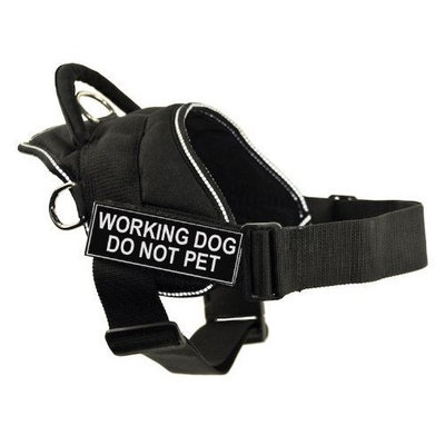 Dean & Tyler DT Fun Works Harness, Working Dog Do Not Pet, Black With Reflective Trim, Medium - Fits Girth Size: 28-Inch to 34-Inch