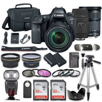 Canon EOS 6D MARK II DSLR Camera Bundle w/ Canon EF 24-105mm f/3.5-5.6 IS STM Lens + Sigma 70-300mm f/4-5.6 DG Autofocus Lens + 2pc SanDisk 32GB Memory Cards + Premium Accessory Bundle Kit (20 Items)