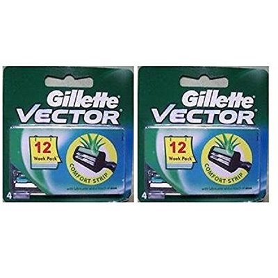 Vector Plus Refill Razor Blades 4 ct. (Pack of 2) + FREE Luxury Luffa Loofah Bath Sponge On A Rope, Color May Vary