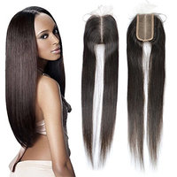 Dingli Hair Size 2x4 Middle Part Lace Closure with Baby Hair 100% Brazilian Virgin Human Hair Closures with No Bleached Knots Nature Color (16 inch,...