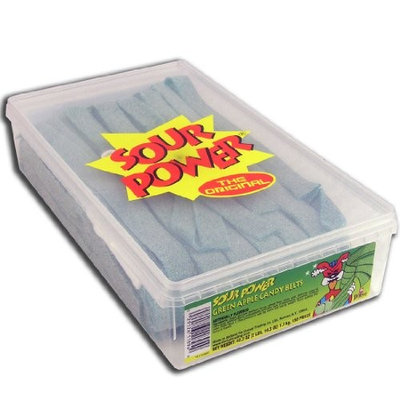 Dorval Sour Power Green Apple Candy Belts 42.3 Oz 150 Piece Tub