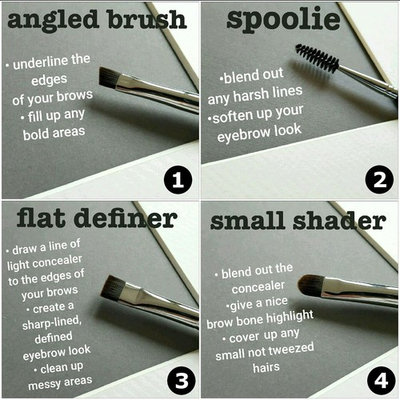 Eyebrow Brush - Duo Eye Brow Spoolie - Angled Eyeshadow Eyeliner - Precision Flat Definer - Small Shader - Premium Quality 3 Piece Set - Cruelty Free Synthetic Bristles -...