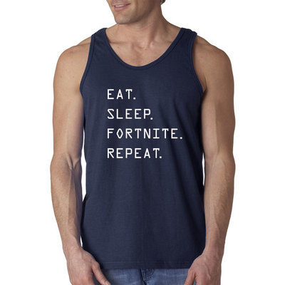 Way 881 - Men's Tank-Top Eat Sleep Fortnite Repeat Battle Royale Small Navy