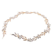 MonkeyJack Gold Rhinestone Floral Vine Headband Wedding Prom Bridal Hair Accessories