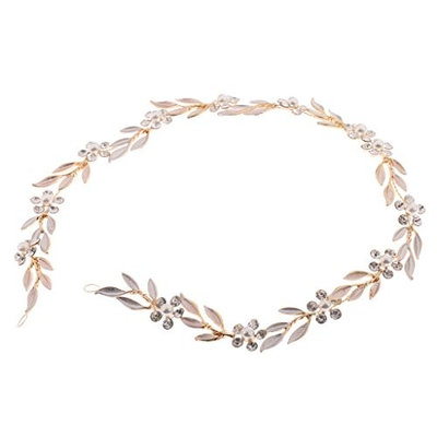 MonkeyJack Gold Rhinestone Floral Vine Headband Wedding Prom Bridal Hair Accessories