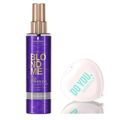 Schwarzkopf Pro BlondMe Tone Enhancing Cool Blonde Spray Conditioner - 5 oz (includes a Sleek Compact Mirror)