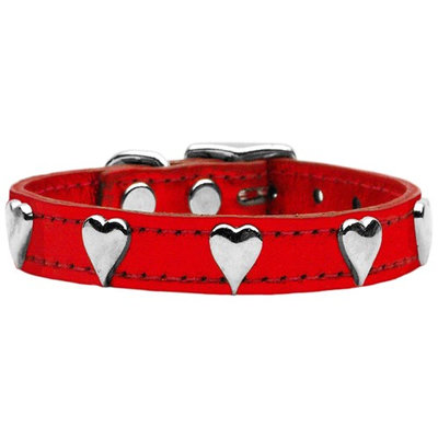 Mirage Pet Products 8314 16RdM Metallic Heart Leather Red MTL 16