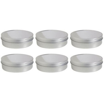 8 oz Metal Steel Tin Flat Container with Tight Sealed Twist Screwtop Cover (12 pack)