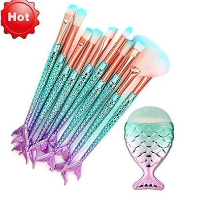 Fish Shape Make Up Brush Set, Kanhan 11PCS Make Up Brush- Concealer Brushes- Foundation Eyebrow Eyeliner Blush- Cosmetic Tool