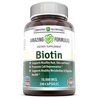 Amazing Nutrition Biotin 10,000 Mcg Dietary Supplement, 200 Capsules