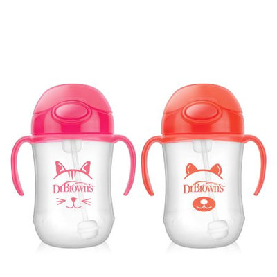 Handi-craft Company Dr. Brown's Baby's First Straw Cup, Cute Critters Pink/Orange, 9 ounce, 2 Count
