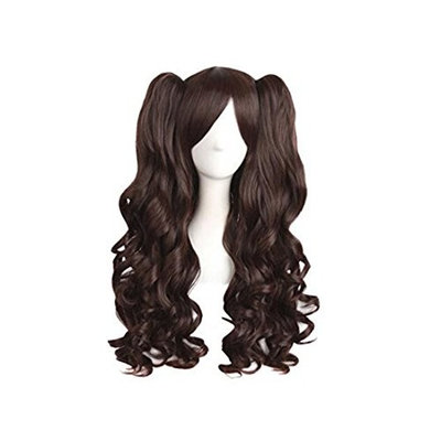Fashionpifa Lolita Long Curly Clip on Ponytails Cosplay Wig
