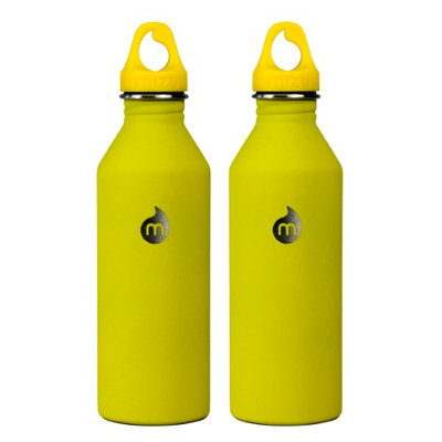 Mizu M8 Single Wall Stainless Steel Bottle 27 oz - 2-Pack Soft Touch Yellow