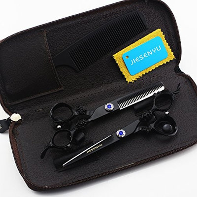 JIESENYU Professional Black Hairdressing Scissors Barber Hair Cutting Scissors/Shears Razor Sharp Japanese Stainless Steel 6 inch salon&hair style