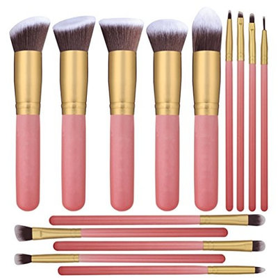 Showlovein Makeup Brushes 14 Pcs Synthetic Foundation Powder Concealers Eye Shadows Silver Black Makeup Brush Sets
