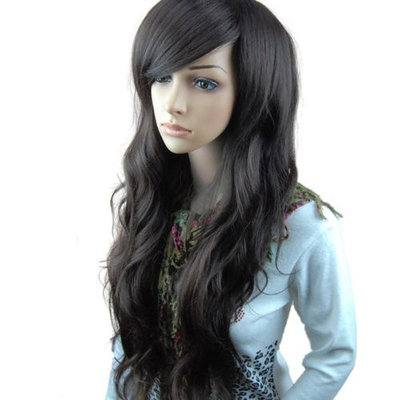 MelodySusie Dark Brown Curly Wig - Fascinating Women Long Curly Wig with Wig Cap (Dark Brown)