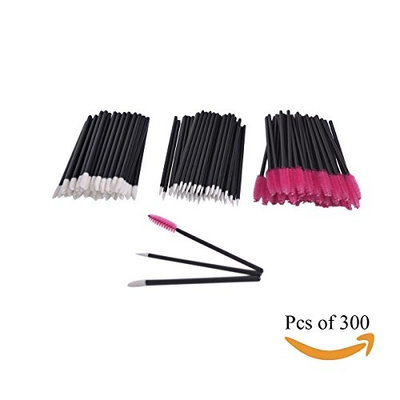 Sankuwen 300Pcs Disposable Eyeliner Brushes Eyelash Mascara Brushes Lip Brushes Lipstick Wands Make Up Brushes Applicators Brush Kit