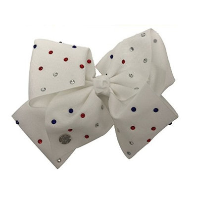 JoJo Siwa Large Cheer Hair Bow (White w/Red White & Blue Rhinestones)