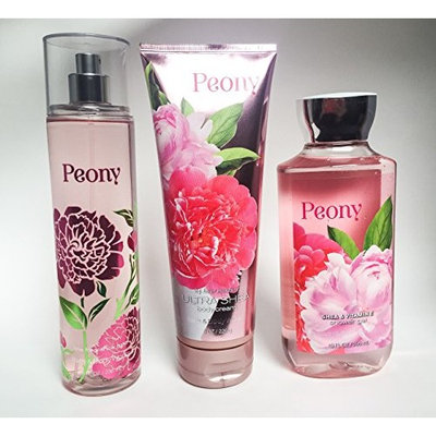 Bath And Body Works Peony Shea Ultra Shea Body Cream,Peony Shea & Vitamin E Shower Gel,Peony Fine Fragrance Mist 8 Oz