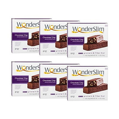 WonderSlim Low-Carb 15g Protein Diet Bar - Chocolate Crisp - High Fiber Weight Loss Snack Bar - Gluten Free (6 Boxes - Save 10%)