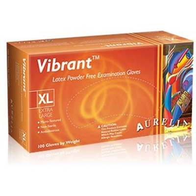 Vibrant™ Micro-textured Powder Free Latex Exam Gloves (Box of 100), Extra Small