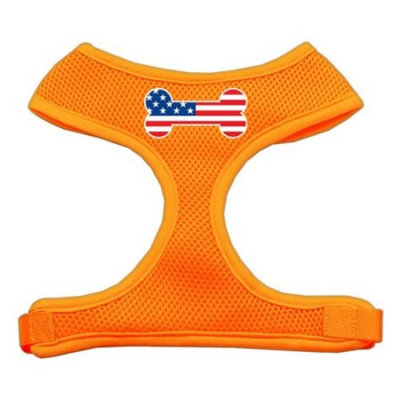 Mirage Pet Bone Flag USA Screen Print Soft Mesh Dog Harness