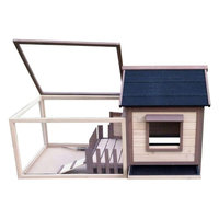 Advantek White Picket Fence Rabbit Hutch Tan