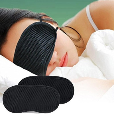 Honghong Eye Mask Bamboo Charcoal Cotton 3D Sleeping Nap Travel Office Eye Shade Blindfold Cover - Black