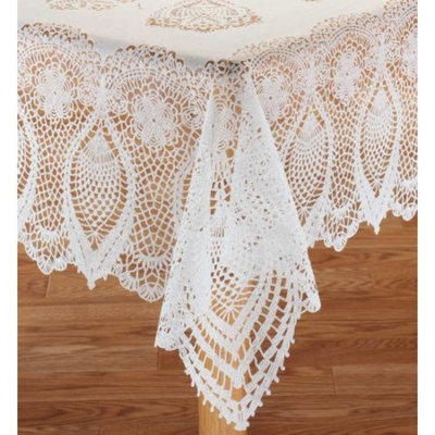 Miles Kimball White Vinyl Lace Tablecloth - 60
