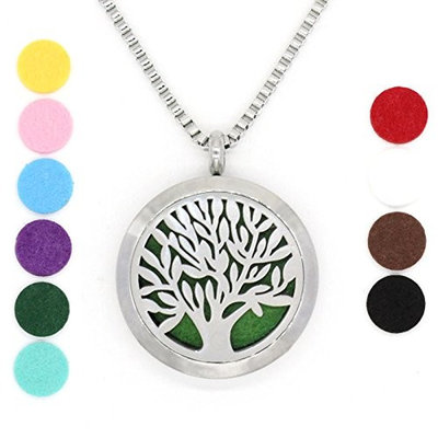 COOHAA Aromatherapy Essential Oil Diffuser Necklace,Locket Pendant + 23
