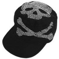 CAP, 100% COTTON, HIGHWAY HONEY™, SKULL STUDS BLACK