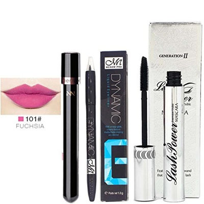 Menow Waterproof Long Lasting Liquid Eyeliner Pen Lip Gloss Mascara Set
