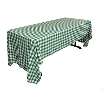 LA Linen TCcheck60x144-HunterGreenK20 Polyester Gingham Checkered Rectangular Tablecloth White & Hunter Green - 60 x 144 in.
