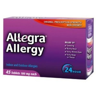 Allegra Allergy - 45 Tablets (180 mg each) 2 PACK = 90 TABLETS!!