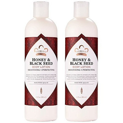 Nubian Heritage Honey & Black Seed Body Lotion (Pack of 2) with Shea Butter, Cocoa Seed Butter, Olive Oil, Aloe Vera Juice, Black Seed Oil, Honeysuckle Extract and Apricot Kernel Oil, 13 oz