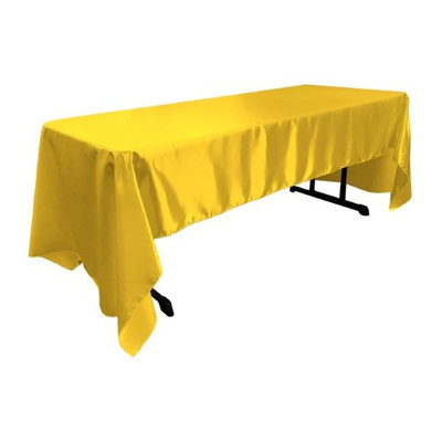 LA Linen TCbridal60X126-YellowB47 Bridal Satin Rectangular Tablecloth, Yellow - 60 x 126 in.