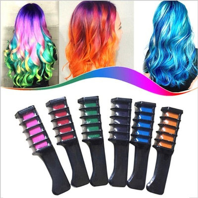 Tianmeijia 6-color PACK Temporary Hair Color Comb-Washable Hair Chalk for Hair Dye-Non toxic and Safe for Kids, for Party Fans Cosplay DIY