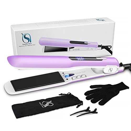 Flat Iron Set, Natalie Styx Ceramic Hair Straightener, LCD 
