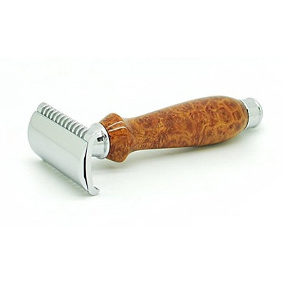 ORCHID ISLE~Double Edge Safety Razor *Open Comb* DE-PRL~USA Handmade with~ Exhibition Grade Southeast Asian Maidou Amboyna Eye Burl *869