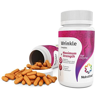 NutraBlast Wrinkle Complex with Resveratrol, Vitamin A-C-E, Alpha Lipoic Acid, Grape Seed, Green Tea, and Collagen - Supports Anti-Aging, Antioxidant, and Immune Health - Made in USA (60 Capsules)