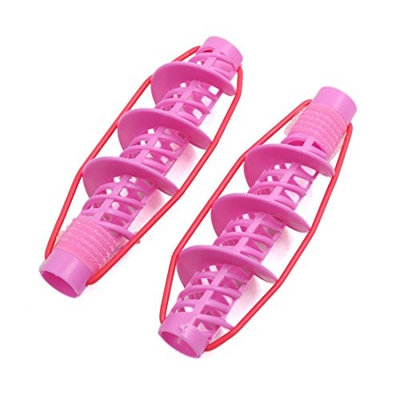 uxcell 2 Pcs Pink Plastic DIY Home Twist Shape Hair Wavy Curlers Rollers Clips Hairstyle Maker Tools