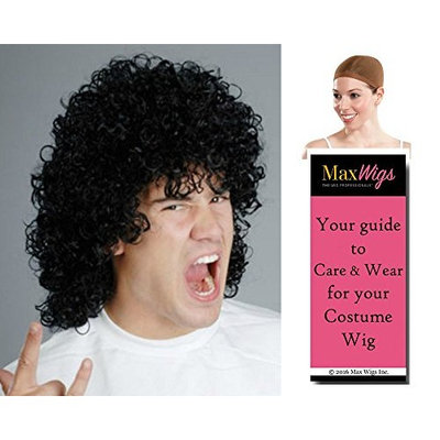 Michael Rock Band color BLACK - Enigma Wigs 80s Rocker Hair Band Slash Mens Bundle with Cap, MaxWigs Costume Wig Care Guide