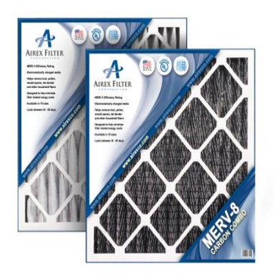 Airex 15x20x1 Carbon MERV 8 Pleated AC Furnace Air Filter - Actual Size: 14 ½ X 19 ½ X ¾ (Pack of 6)