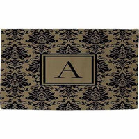 Thumbprintz Damask Monogram Rug, Black and G